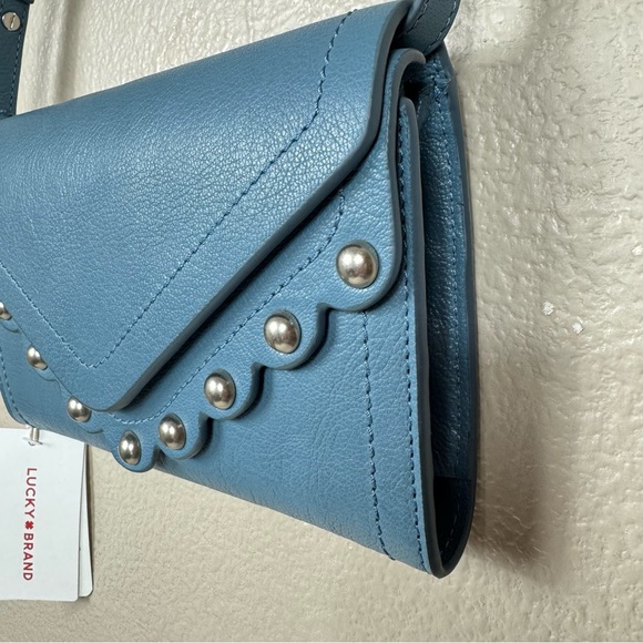 NWT Lucky Brand Ruth Leather Crossbody Organizer Bag dusty blue - Picture 5 of 14